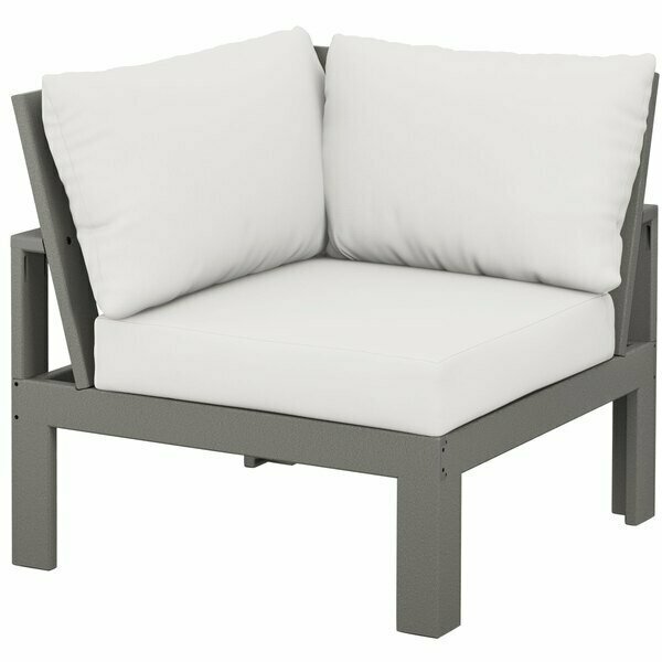 Polywood 4604-GY152939 Edge Slate Grey / Natural Linen Modular Corner Chair 6334604GY152